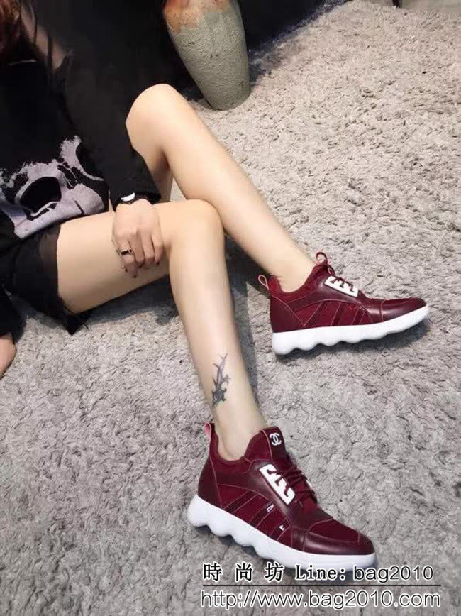 CHANEL香奈兒 最新款846 歐彈力布+牛皮 內增高女休閒鞋 QZS1449